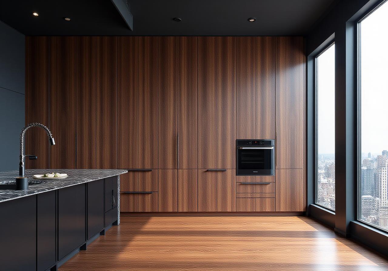 Integrated wall-to-wall architectural cabinetry in a New York loft